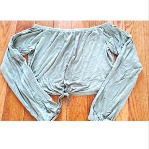 4/$25 ARDENE Off The Shoulder Tie-Up Crop Top - Size XS